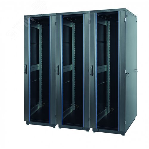 Шкаф Racknet S3000 42U 600 x 1000, передняя дверь стеклянная одностворчатая, задняя дверь металлическая одностворчатая, черный - фото 2