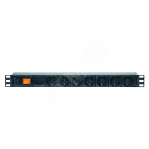 Панель электропитания 19 дюймов с гнездом IEC 320 для шнура 7 розеток черная - Eurolan