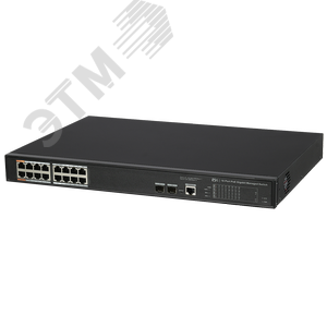 Коммутатор сетевой 18 портов (16 PoE) 240 Вт, МАС адресов 8К (RVi-2NSM16G-2S) - RVi