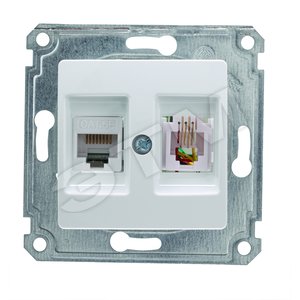 Lillium бел. механизм розетки CAT5е + TF евро - Makel