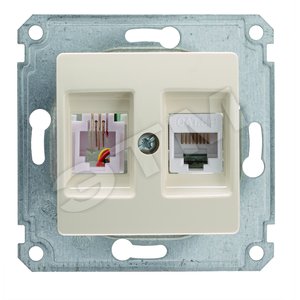 Lillium Механизм розетки CAT5е + TF евро бежевый - Makel
