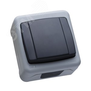 Выключатель одноклавишный IP55 герметичный серый (пружинный зажим) - Makel