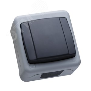 Выключатель одноклавишный проходной IP55 (пружинный зажим) герметичный серый - Makel