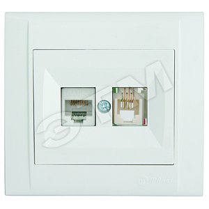 Defne Розетка компьютерная CAT5e + TF евро белая (42001037) - Makel