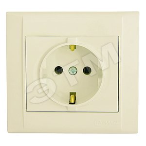 Defne Розетка с заземлением (керамика) бежевая