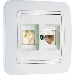 Lillium Розетка компьютерная CAT5e + TF евро белая - Makel
