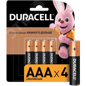 Элем. Пит. Duracell LR03-4BL BASIC CN AAA мизинчик блистер 4 штуки (Б0026813) - Duracell