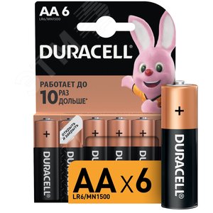 Элемент питания LR6-6BL BASIC (6/60/16800) - Duracell