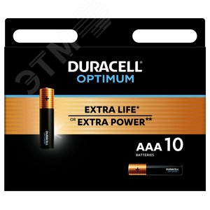 Элемент питания ААА алкалиновые 1,5v 10 шт. LR03-10BL 5014072 Optimum Duracell (Б0056027) - Duracell