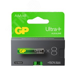 Батарейка алкалиновая c технологией G-tech GP Ultra Plus Alkaline 24А AАA - 8 шт. на блистере - GP
