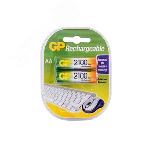 Аккумулятор перезаряжаемый GP 210AAHC AA, емкость 2000 мАч - 2 шт. в клемшеле - артикул 8469