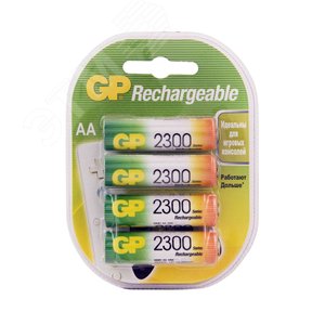 Аккумулятор перезаряжаемый GP 230AAHC AA, емкость 2200 мАч - 4 шт. в клемшеле - артикул 8500