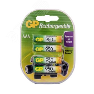 Аккумулятор перезаряжаемый GP 95AAAHC AAA, емкость 950 мАч - 4 шт. в клемшеле - артикул 8846
