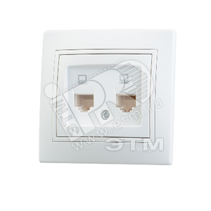 Мира Розетка RJ 45x2 белый с вставкой белый - Lezard