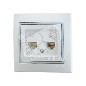 Мира Розетка RJ 45 х2 белый с вст сер - Lezard