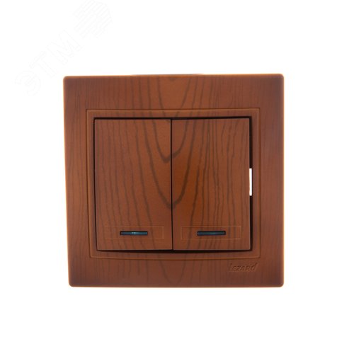 MIRA Выключатель двухклавишный с подсветкой сосна 2