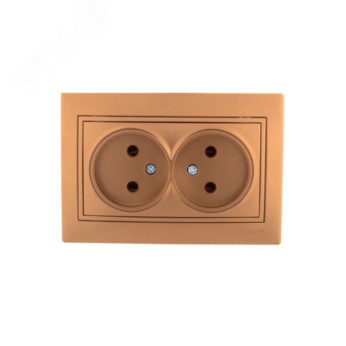 MIRA Розетка двойная без заземления металлик золото 2