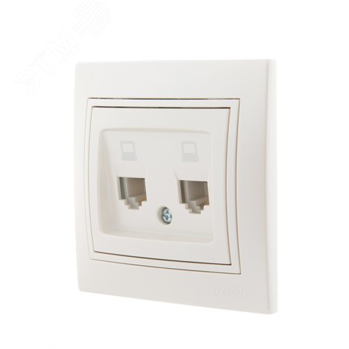 Мира Розетка RJ 45x2 жемчужно-белый - фото 2