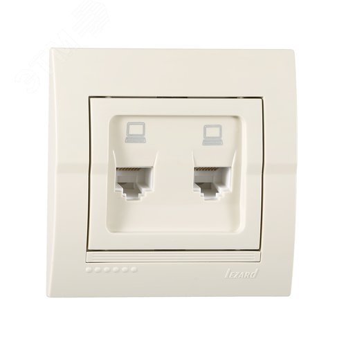 DERIY Розетка RJ45 х2 крем - фото 2