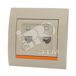DERIY Розетка RJ45 х2 крем - Lezard