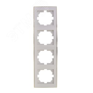 Рамка RAIN 4-ая вертикальная белая с боковой вставкой золото