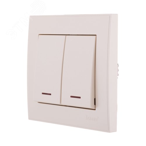 Выключатель RAIN двойной с подсветкой жемчужно-белый перламутр 2