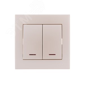 Выключатель RAIN двойной с подсветкой жемчужно-белый перламутр