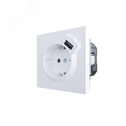 ZIMA Розетка с заземлением (16 А) + USB ,механизм, белая Lezard 704-0288-181 - фото 2