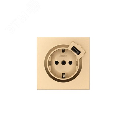 ZIMA Розетка с заземлением (16 А) + USB ,механизм, золото Lezard 704-3688-181 - Lezard