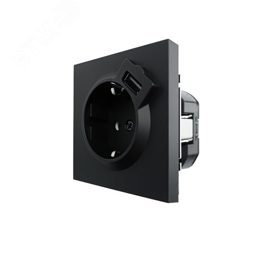 ZIMA Розетка с заземлением (16 А) + USB ,механизм, черный бархат Lezard 704-4288-181 - фото 2