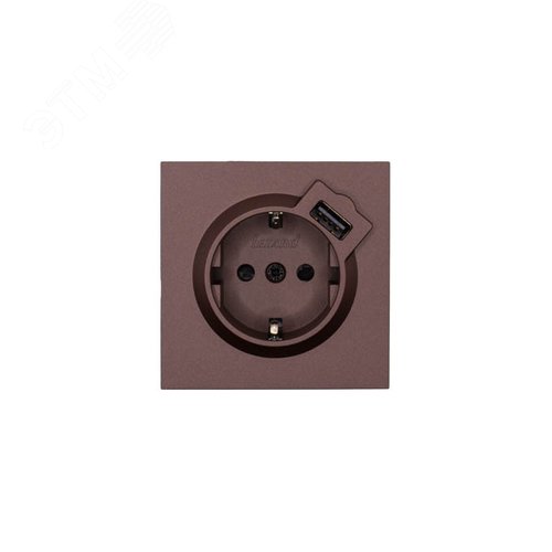 ZIMA Розетка с заземлением (16 А) + USB ,механизм, шоколад Lezard 704-7388-181 - Lezard