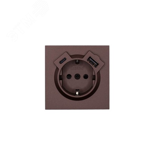 ZIMA Розетка с заземлением (16 А) + TC + USB ,механизм, шоколад Lezard 704-7388-181TC - Lezard