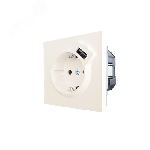 ZIMA Розетка с заземлением (16 А) + USB ,механизм, слоновая кость Lezard 704-9088-181 - фото 2