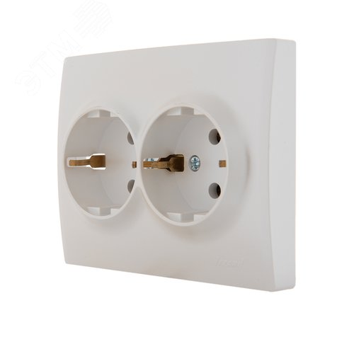 KARINA Розетка двойная с/з керамика крем (10шт/120шт) 2