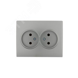 KARINA Розетка двойная б/з керамика матовое серебро (10шт/120шт)