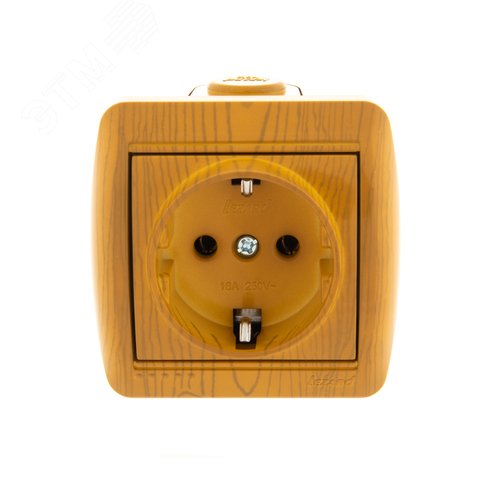 HATA Розетка с заземлением керамика ольха 2