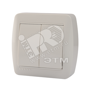 DEMET Выключатель двухклавишный наружный белый