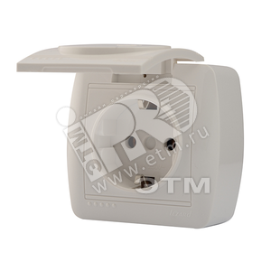 DEMET Розетка с заземлением с крышкой наружная белая