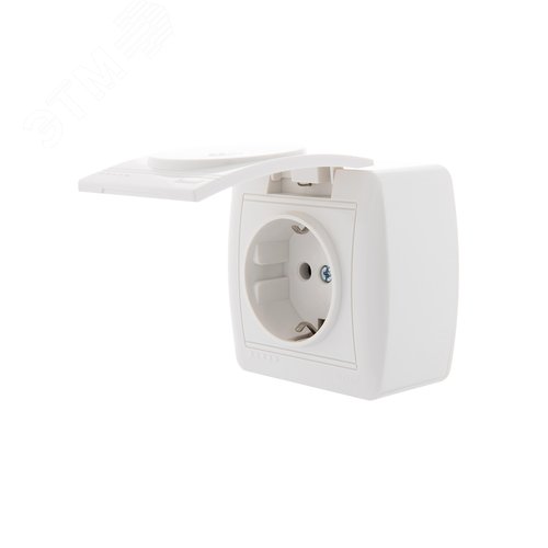 DEMET Розетка с заземлением с крышкой наружная белая 2