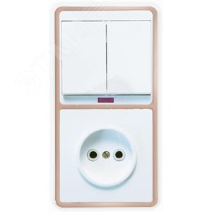 БЭЛЛА Блок БКВР-213 Выключатель двухклавишный с индикацией + розетка золото