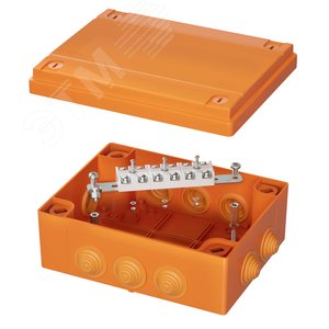 Коробка пластиковая FS с кабельными вводами и     клеммниками, IP55, 240x190x90 мм, 6р, 450V, 32A,  10 мм2, нерж.контакт - DKC (ДКС)