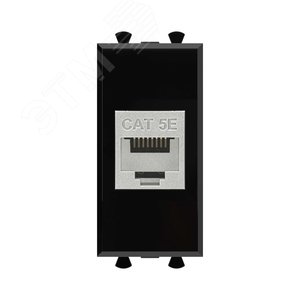 Avanti Компьютерная розетка RJ-45 без шторки      модульная, кат.5е экранированная, Черный квадрат 1модуль - DKC (ДКС)