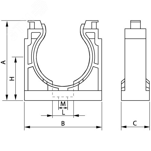 Держатель DN 36мм полиамид черный 2