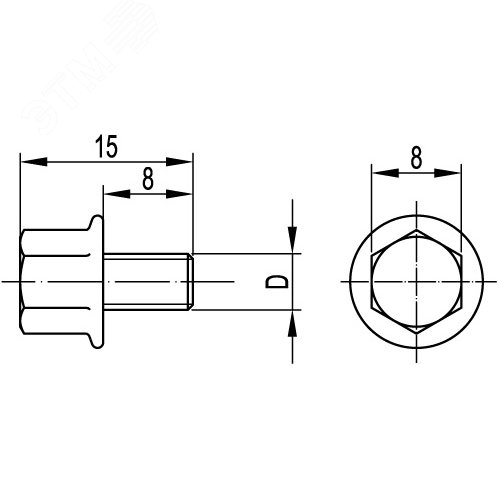 Винт для элeктричeскoгo сoeдинeния М5х8 гoрячeoцинкoвaнный 2