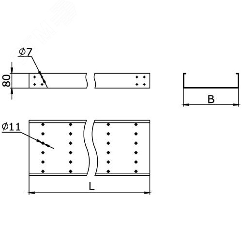 Лоток перфорированный 500х80 L=3000 стеклопластик - фото 2