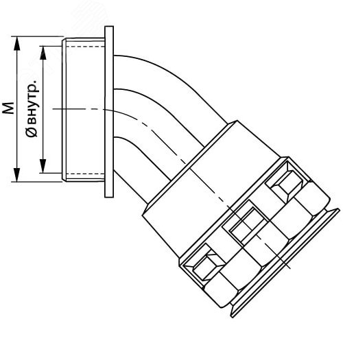 Монтажный комплект муфта 45 грд. труба-коробка DN 36 мм, М40х1,5, полиамид, цвет черный 2