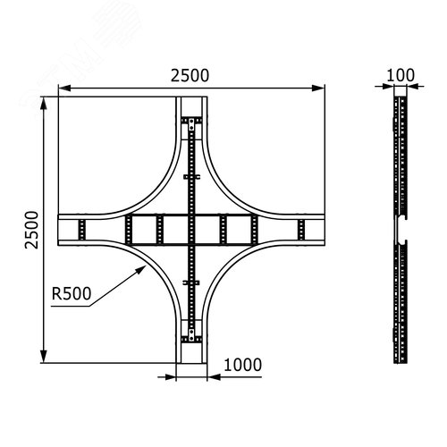 Ответвитель Х-образный листовой 100х1000 цинк-ламельный 2
