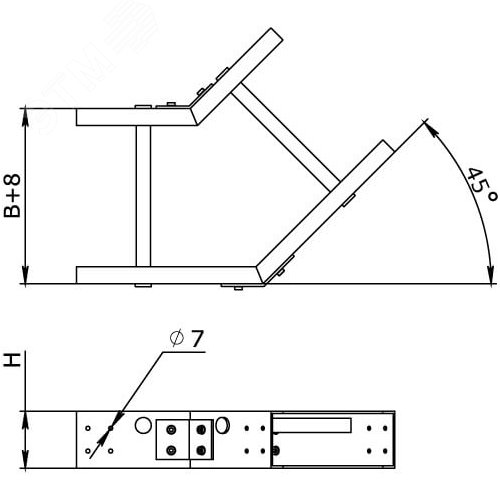 Угол горизонтальный 45 градусов 150x150 R=300 стеклопластик (GLG41515) 2