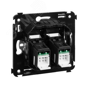 Avanti Компьютерная розетка RJ-45 в стену, кат.5e двойная, , Черный матовый - фото 4