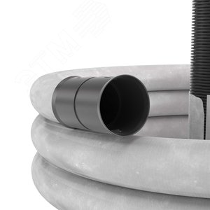 Двустенная труба ПНД гибкая дренажная д.125мм с геофильтром, SN8, перфорация 360 град., в бухте 40м, цвет черный